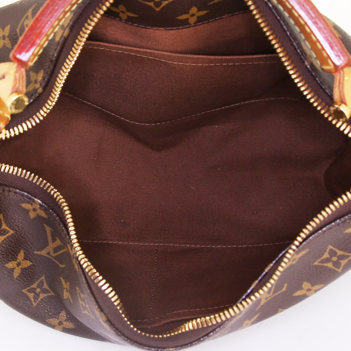 Borsa Louis Vuitton Sully in tela monogram marrone e pelle naturale - Detail D2