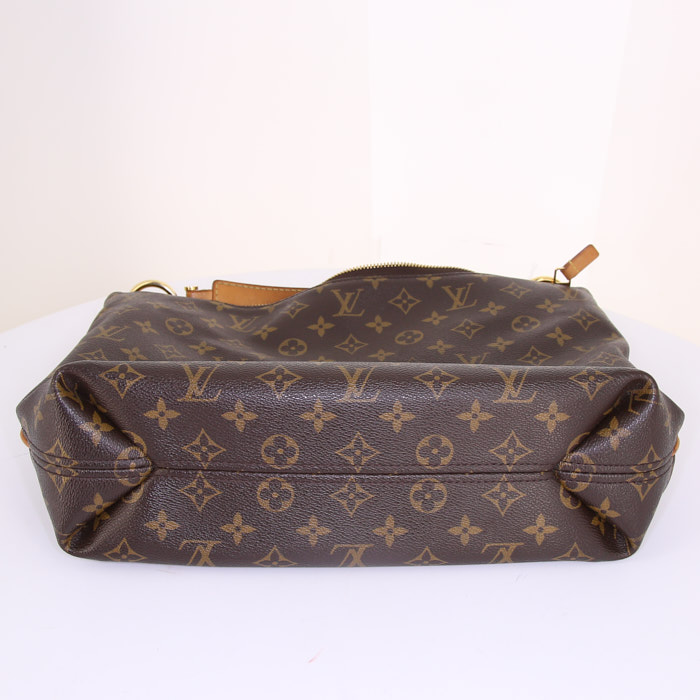 Louis Vuitton Sully handbag in brown monogram canvas and natural leather - Detail D4