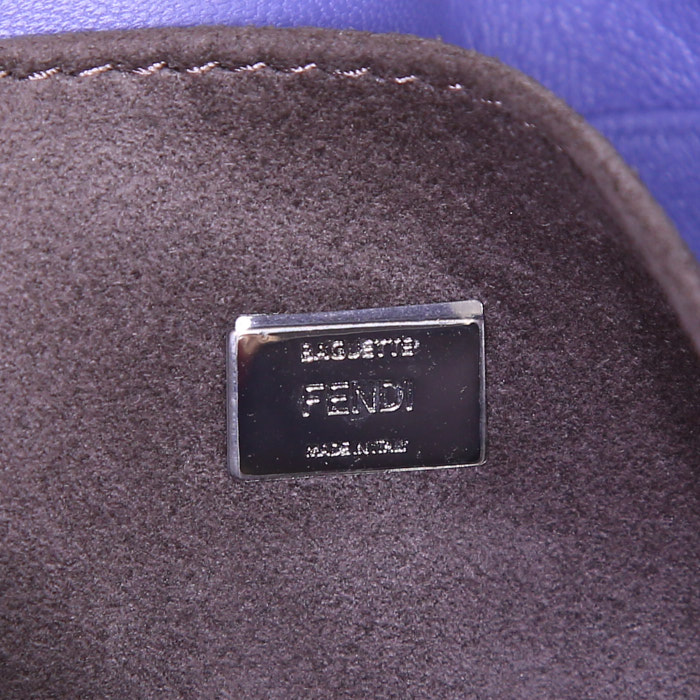 Bolso bandolera Fendi Mini Baguette mini en cuero violeta y piel amarilla - Detail D3