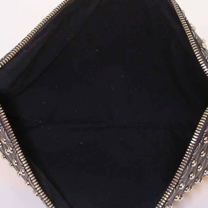 Fauré Le Page Pouch in brown monogram canvas and yellow leather - Detail D3