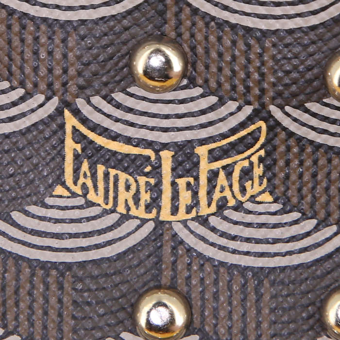 Pochette Fauré Le Page in tela monogram marrone e pelle gialla - Detail D4