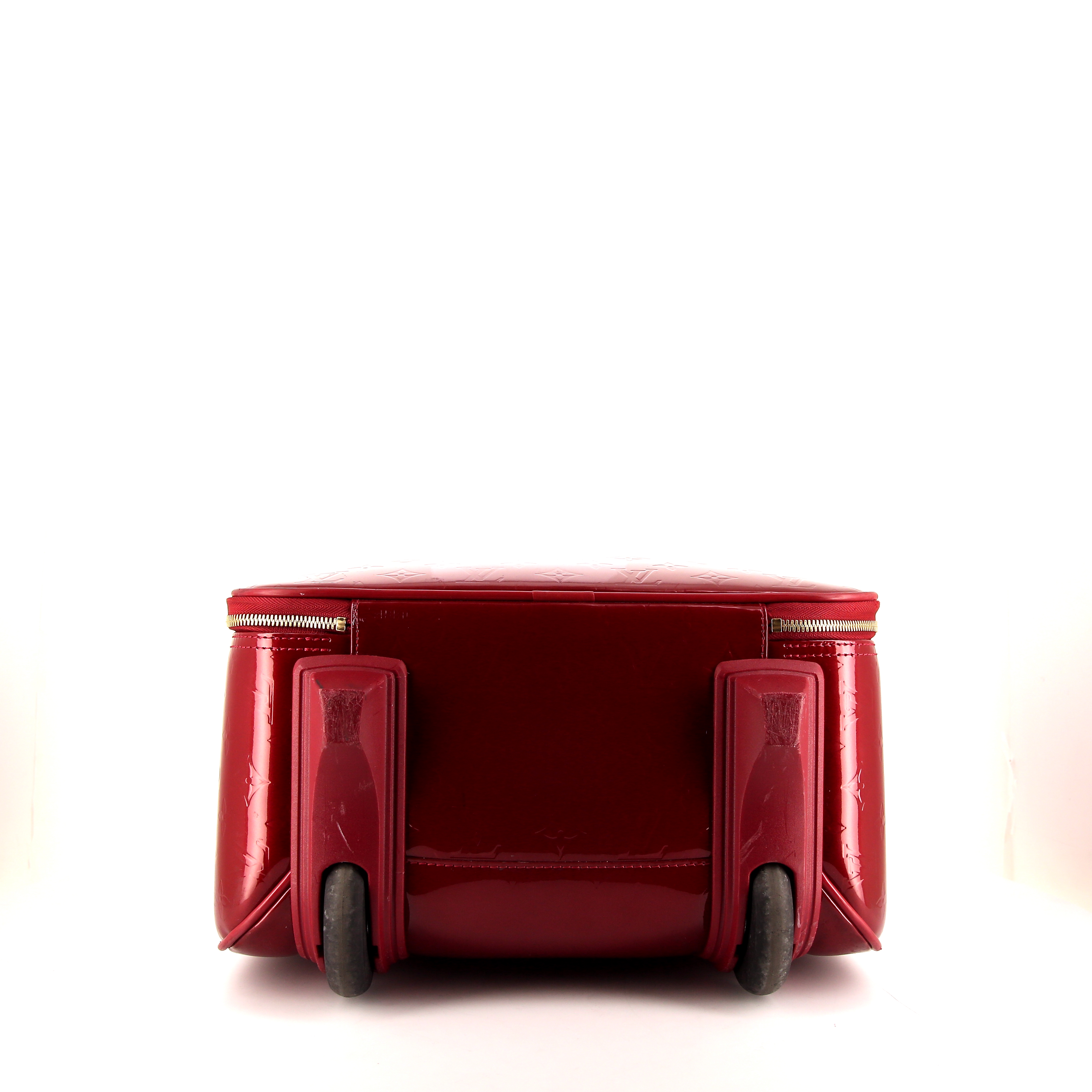 Valigia flessibile Louis Vuitton Pegase in pelle verniciata monogram rossa e pelle naturale - Detail D5