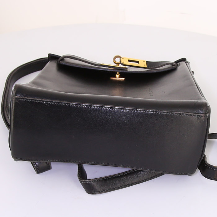 Hermès Mini Kelly Backpack backpack in black box leather - Detail D5