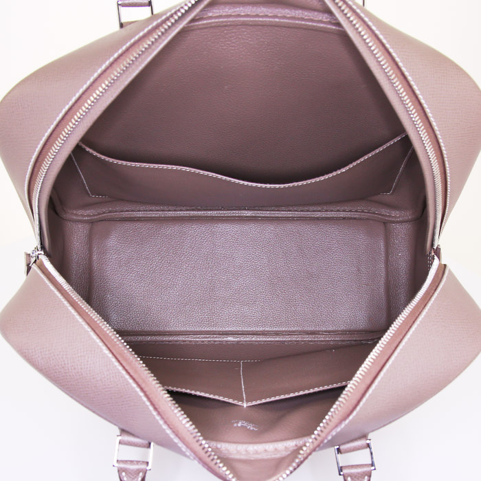 Sac à main Hermes Plume en cuir epsom étoupe - Detail D2
