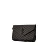 Bolso bandolera Saint Laurent Wallet on Chain en cuero granulado negro - 00pp thumbnail