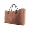 Chanel Editions Limitées shopping bag in brown canvas and black leather - 00pp thumbnail