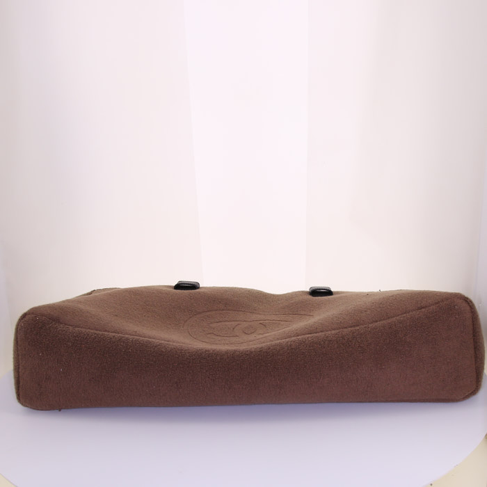 Shopping bag Chanel Editions Limitées in tela marrone e pelle nera - Detail D5