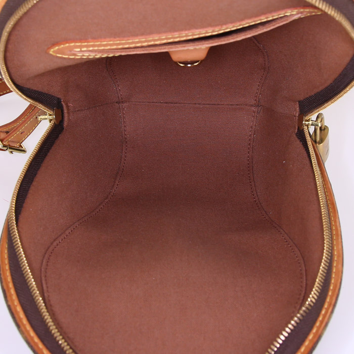 Sac à dos Louis Vuitton Ellipse en toile monogram marron et cuir naturel - Detail D2