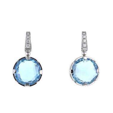 Bulgari Parentesi Cocktail earrings in white gold,  diamonds and topaz