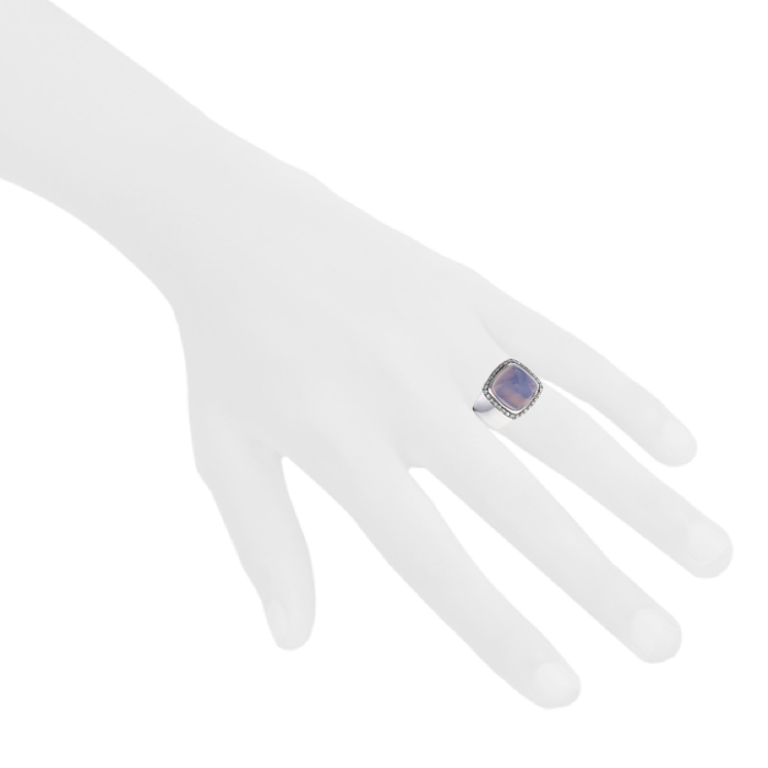 Fred Pain de Sucre medium model ring in white gold,  diamonds and moonstone - Detail D1
