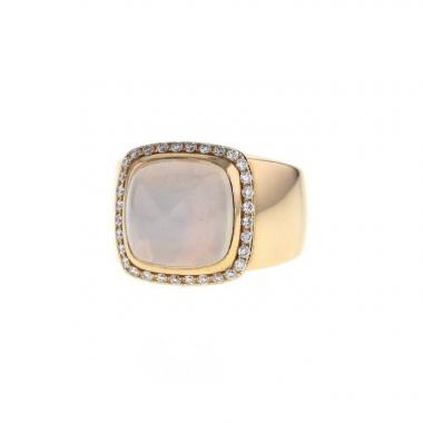Fred Pain de Sucre medium model ring in yellow gold,  diamonds and moonstone