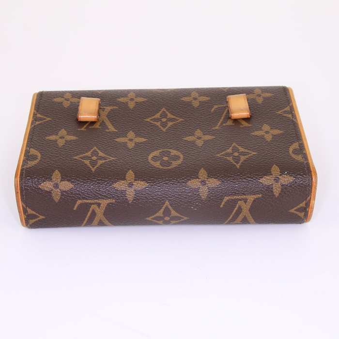 Pochette Louis Vuitton Florentine in tela monogram marrone e pelle naturale - Detail D4