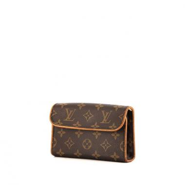 Pochette Louis Vuitton Florentine en toile monogram marron et cuir naturel