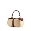 Hermès  Rugby handbag in beige canvas and burgundy box leather - 00pp thumbnail