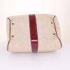 Hermès  Rugby handbag in beige canvas and burgundy box leather - Detail D4 thumbnail