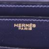 Borsa da spalla o a mano Hermès 2002 in tela beige e pelle box blu marino - Detail D3 thumbnail