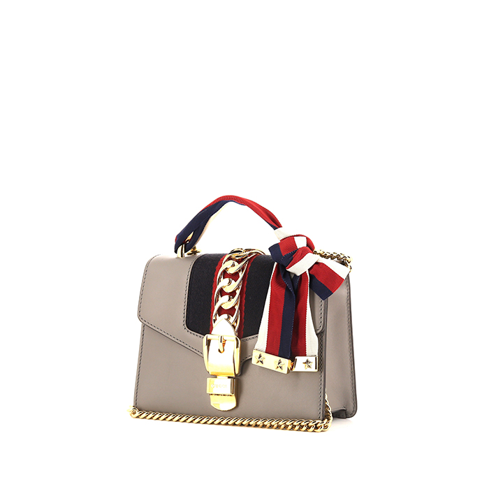 Gucci Grey Leather Small Sylvie Shoulder Bag Gucci