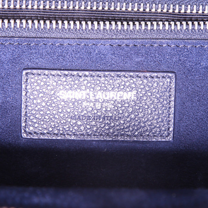 Borsa a tracolla Saint Laurent Rive Gauche modello medio in pelle martellata blu marino - Detail D4