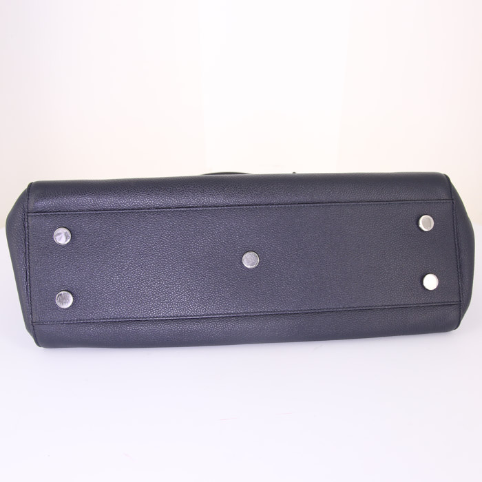Borsa a tracolla Saint Laurent Rive Gauche modello medio in pelle martellata blu marino - Detail D5