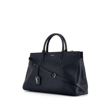 Bolso bandolera Saint Laurent Rive Gauche modelo mediano en cuero granulado azul marino