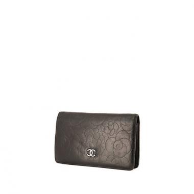 Billetera Chanel en cuero negro