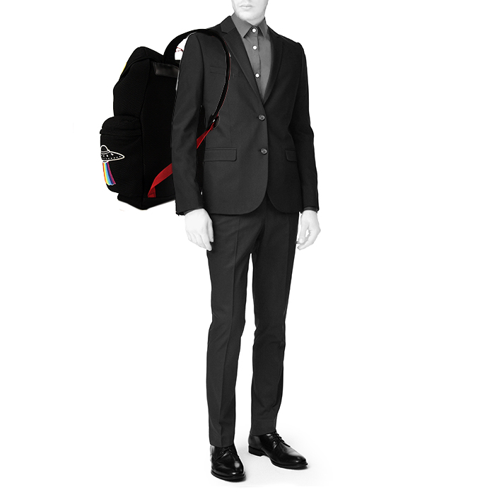 Mochila Gucci Techpack en lona negra y lona multicolor - Detail D1