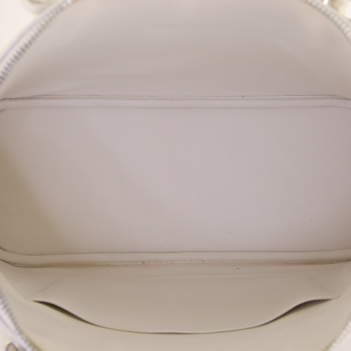 Sac à main Hermes Bolide en cuir togo blanc et toile blanche - Detail D3