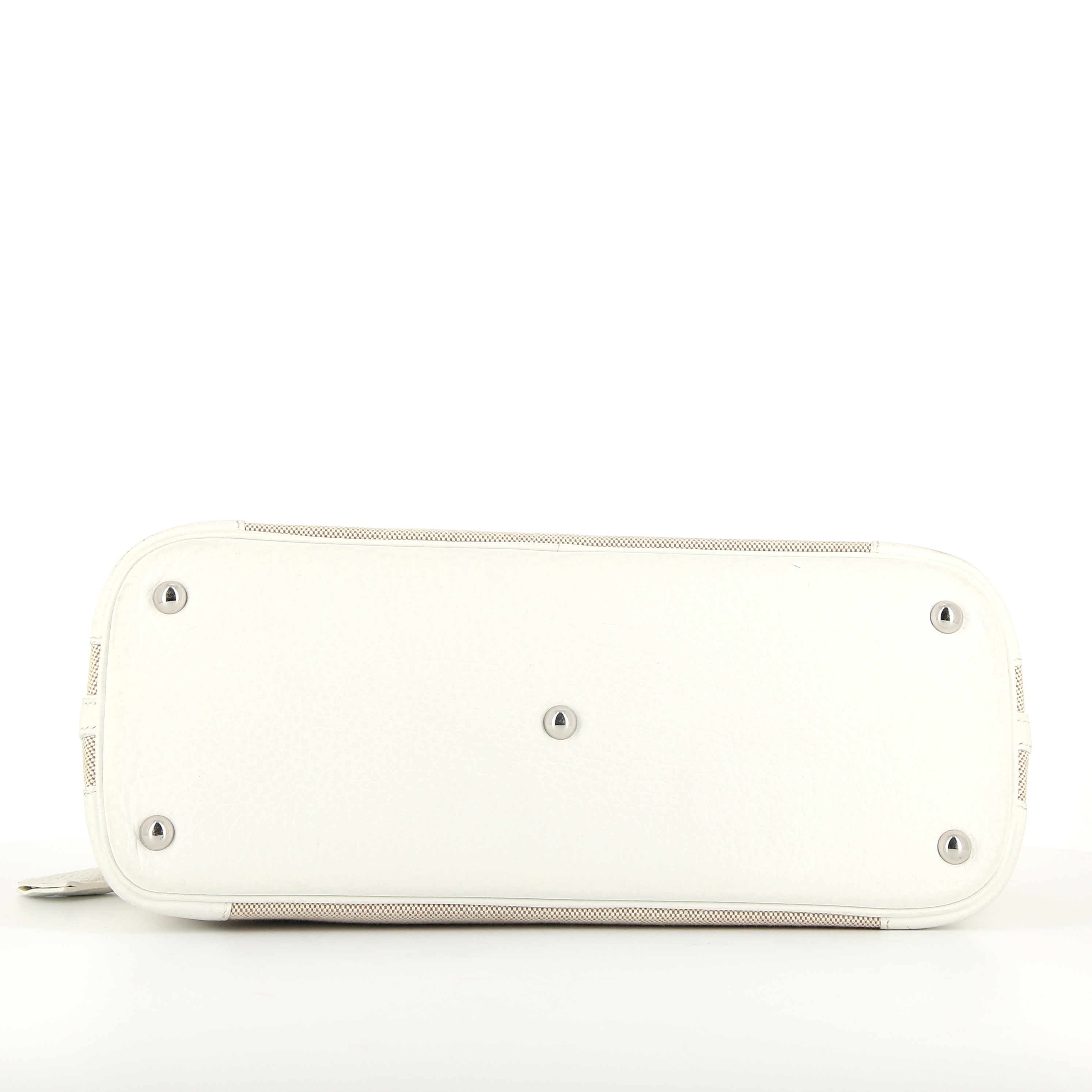 Sac à main Hermes Bolide en cuir togo blanc et toile blanche - Detail D5