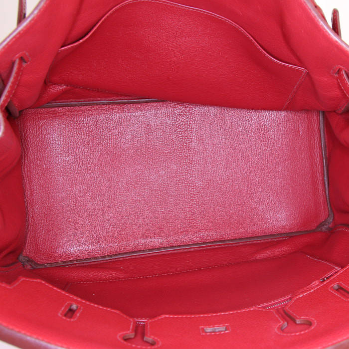 Sac à main Hermes Birkin 35 cm en cuir togo rouge Garance - Detail D2