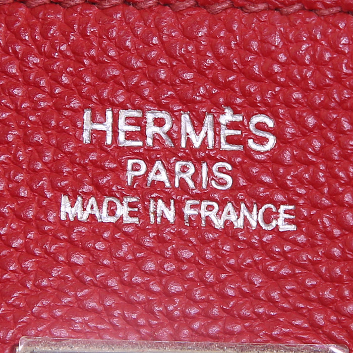 Hermes Birkin 35 cm handbag in red Garance togo leather - Detail D3