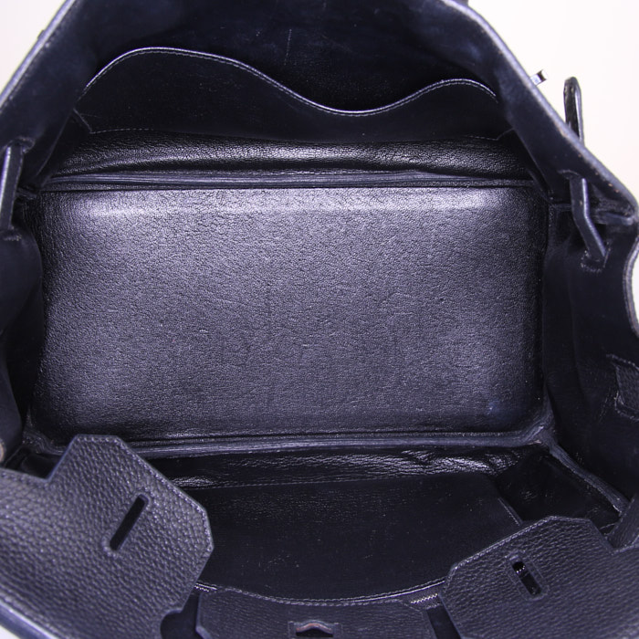 Bolso de mano Hermes Birkin 30 cm en cuero taurillon clémence negro - Detail D2