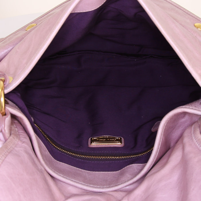 Miu Miu Coffer shoulder bag in pink quilted leather - Detail D3