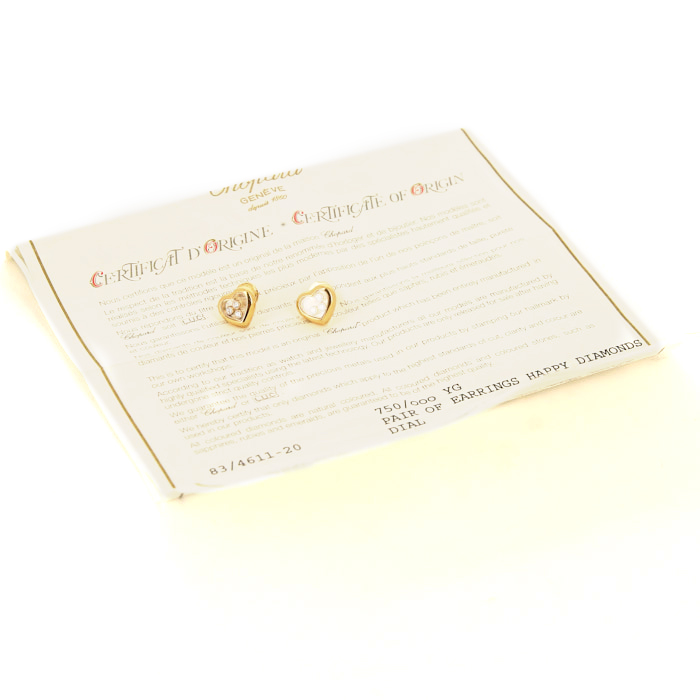 Paire de boucles d'oreilles Chopard Happy Diamonds en or jaune et diamants - Detail D2