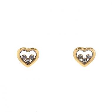 Paire de boucles d'oreilles Chopard Happy Diamonds en or jaune et diamants
