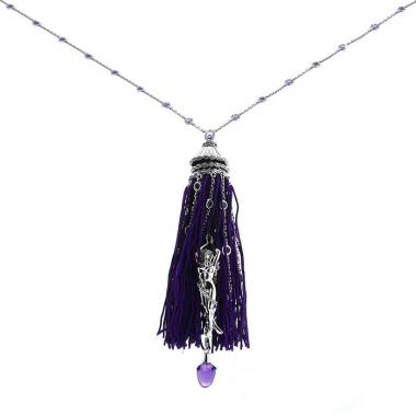 Sautoir Boucheron Exquises confidences en or blanc,  améthystes et saphirs violets et en diamants