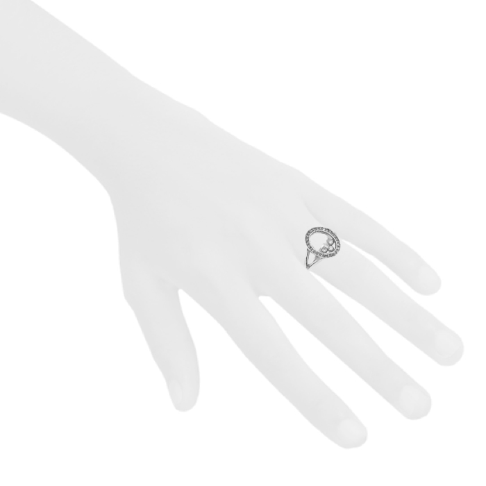 Anello Chopard Happy Diamonds in oro bianco e diamanti - Detail D1