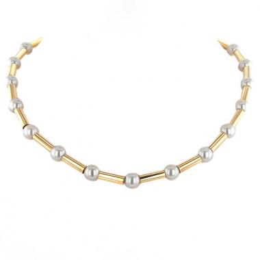 Collar Poiray Fuseau en oro amarillo y perlas