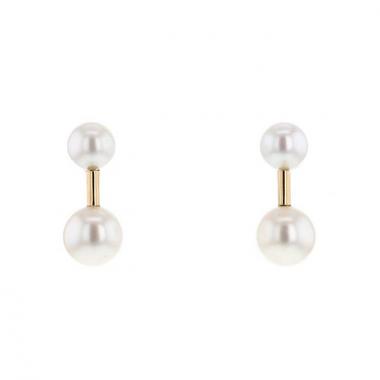 Paire de boucles d'oreilles Poiray Fuseau en or jaune et perles Paire de boucles d'oreilles Poiray Fuseau en or jaune et perles