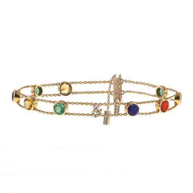 Bracelet Chaumet Amour en or jaune,  diamants et pierres semi-précieuses