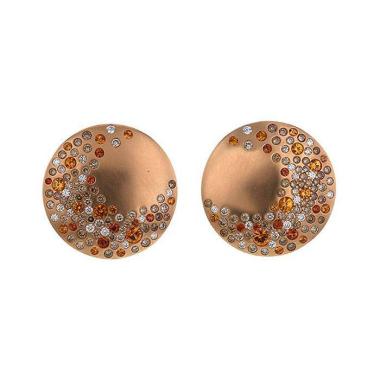 Vintage earrings for non pierced ears in pink gold,  diamonds and sapphires