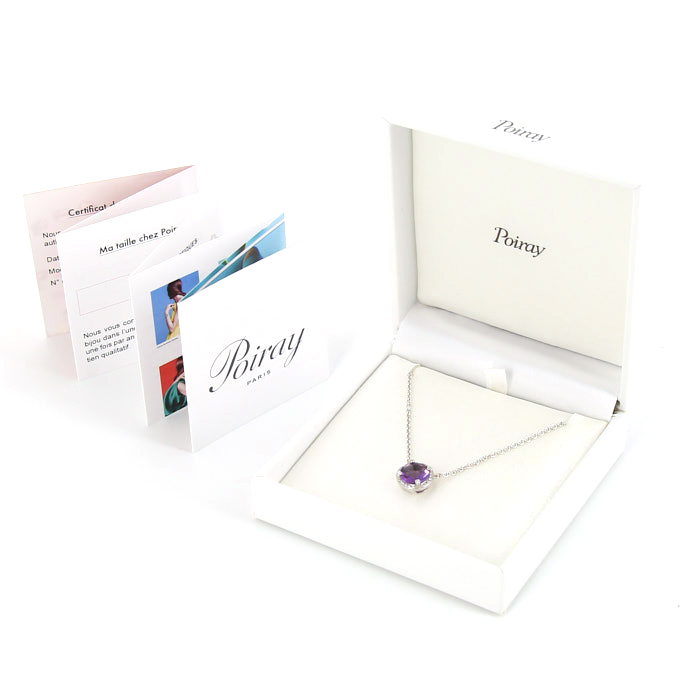 Poiray Fille Cabochon necklace in white gold,  amethysts and diamonds - Detail D2