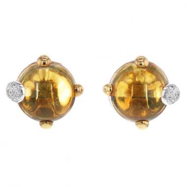 Orecchini a clip Pomellato Griffe in oro giallo,  quarzi citrini e diamanti