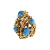 Vintage 1970's ring in 14 carats yellow gold,  turquoises and diamonds - 00pp thumbnail