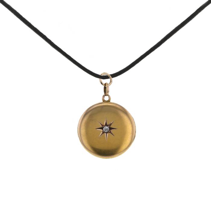 Colgante época final del siglo XIX que se puede abrir Vintage en oro rosa de 18 quilates y diamante