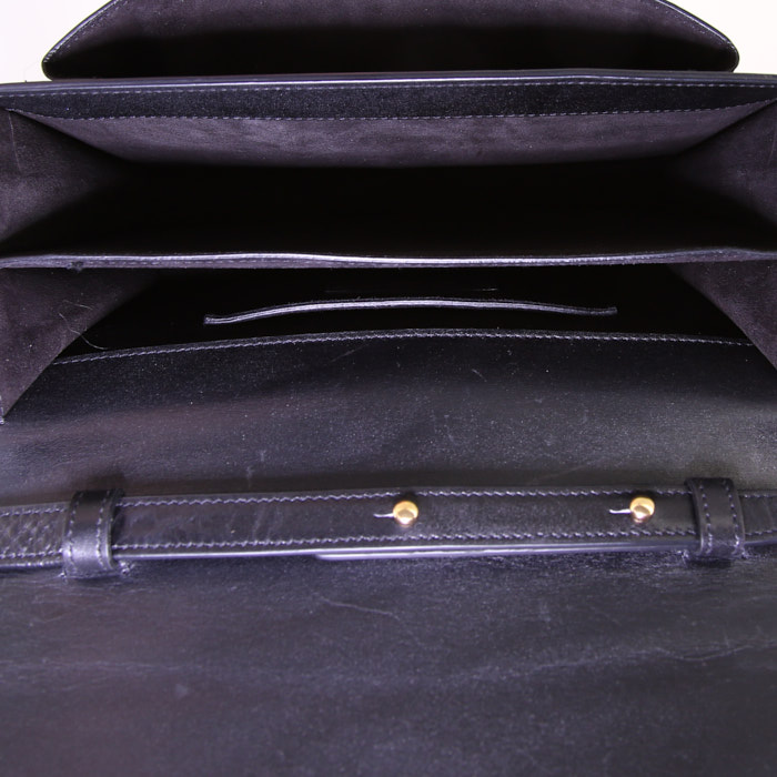 Sac bandoulière Saint Laurent High School en cuir noir - Detail D3