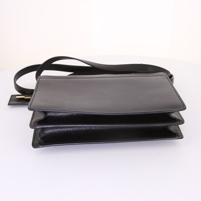 Sac bandoulière Saint Laurent High School en cuir noir - Detail D5