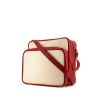 Hermes Reporter shoulder bag in beige coated canvas and red leather - 00pp thumbnail