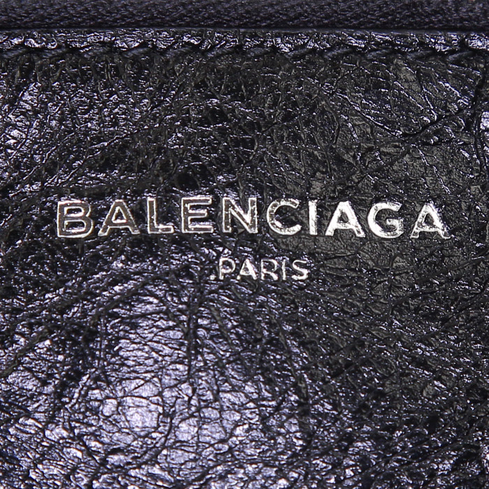 Borsa Balenciaga Blanket Square modello medio in pelle blu e nera a fiori - Detail D4