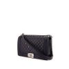 Chanel Boy shoulder bag in blue quilted grained leather - 00pp thumbnail