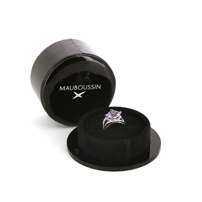 Sortija Mauboussin Fou de Toi en oro blanco y diamantes y en amatista rose de France - Detail D2